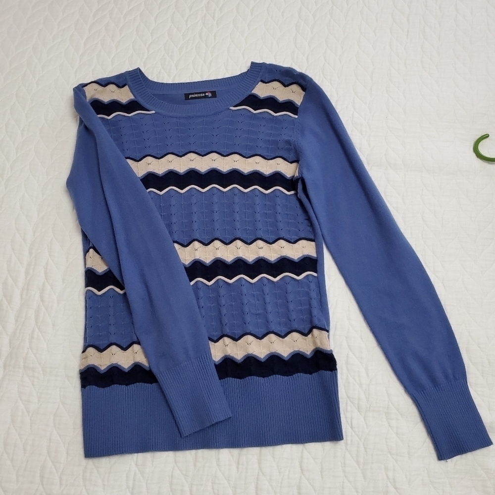 Cashmere and wool blend textured striped sweater size XS, ribbed sleeve &hem